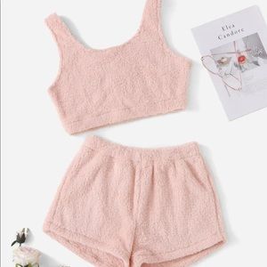 Brand new Shein fluffy tank top and shorts set